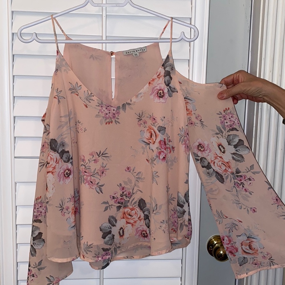 Cold shoulder floral blouse
